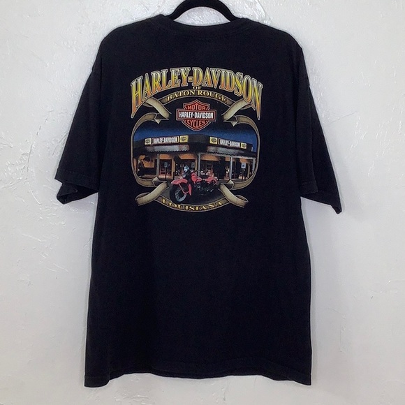 Harley Davidson Logo on fire Louisiana SS t shirt size 2X - Picture 3 of 12